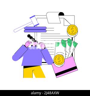 Abstraktes Konzept für die Darstellung von Zahlstrafen. Zinsen auf verspätete Zahlungen, Online-Entgelt, keine Steuerhinterlegung, Geldstrafe, Mitverantwortung des Einzelnen, Abstrakte Metapher für Finanzstreitigkeiten. Stock Vektor