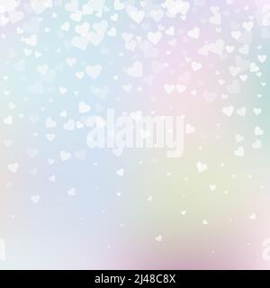 Weißes Herz liebt Konfettis. Valentinstag Gradient amüsanten Hintergrund. Fallende transparente Herzen Konfetti auf zarten Hintergrund. Exquisiter Vektor Stock Vektor