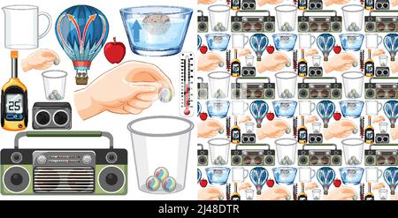 Nahtlose Hintergrund mit Wissenschaft Ausrüstungen Illustration Stock Vektor