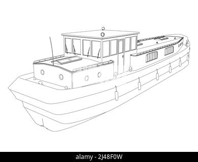 Boot umreißen von schwarzen Linien isoliert auf weißem Hintergrund. Vektorgrafik. Stock Vektor