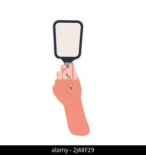 Hand hält rechteckigen Spiegel.flache Cartoon-Illustration Stock Vektor