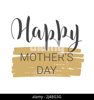 Vektorgrafik. Handgeschriebener Schriftzug zum Happy Mother's Day. Vorlage für Grußkarte. Objekte auf weißem Hintergrund isoliert. Stock Vektor