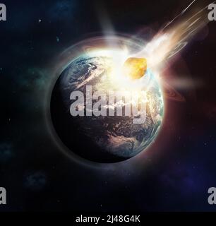 Bild eines Meteors, der in einem Weltausklang in die Erde schlug - DAS GESAMTE Design auf diesem Bild wurde von Yuri Arcuss Team von völlig neu erstellt Stockfoto
