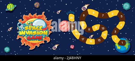 Spiel Vorlage mit Raum Thema Hintergrund Illustration Stock Vektor