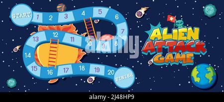 Spiel Vorlage mit Raum Thema Hintergrund Illustration Stock Vektor