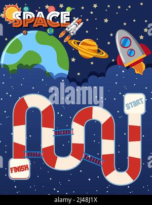 Spiel Vorlage mit Raum Thema Hintergrund Illustration Stock Vektor