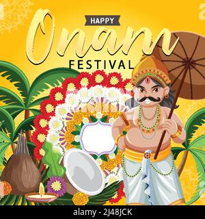 Onam Hindu Ernte Festival Poster Illustration Stock Vektor