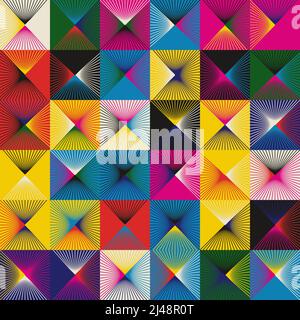 Line Art abstrakte Vektormuster-Kunstwerke mit verschiedenen geometrischen Formen und linearen Elementen. Minimales Grafikdesign für Poster, Cover, Kunst, Prese Stock Vektor