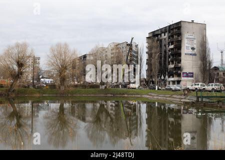 Bodoryanca, Ukraine. 09. April 2022. Gebäude, die durch russische Raketen in Bodoryoanca bei kiew zerstört wurden (Foto: David Peinado/Pacific Press) Quelle: Pacific Press Media Production Corp./Alamy Live News Stockfoto