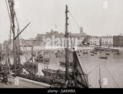 Der Hafen und die Anlegestelle, Margate, Kent, England, hier im 19.. Jahrhundert gesehen. Aus der ganzen Küste, ein Album mit Bildern von Fotografien der Chief Seaside Orte von Interesse in Großbritannien und Irland veröffentlicht London, 1895, von George Newnes Limited. Stockfoto