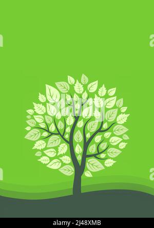 Ein grüner Baum mit weißen Blättern Stockfoto