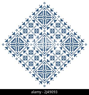 Bosnien und Herzegowina traditionelle Volkskunst Muster - Zmijanje einzigartige Stickereien Stil Vektor-Design in Quadrat Stock Vektor