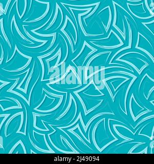 Nahtlose Vektor türkis Textur von Winkeln und Dreiecken mit glatten Konturen gezeichnet.nahtlose Vektor türkis Textur von Ecken und Dreiecken gezeichnet Stock Vektor