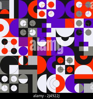 Brutalist Art inspirierte Vektor-Muster-Kunstwerke mit abstrakten geometrischen Formen und auffälligen Formen. Digitales Grafikdesign für Poster, Cover, Kunst, Druck Stock Vektor