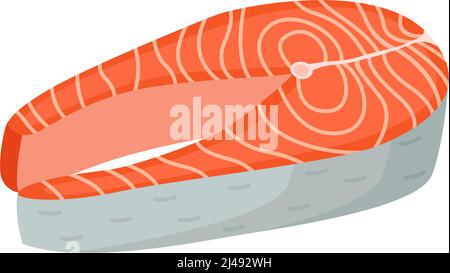 Steak mit Fischlachs und Meeresfrüchten. Gesunde Ernährung, Vektor-Illustration Stock Vektor