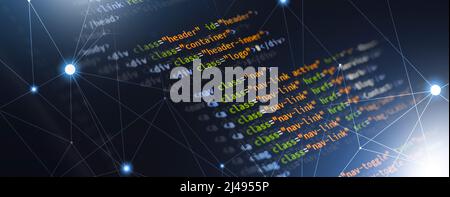 html Programmierung Website Front-End-Codierung Entwicklung. Mixed-Media-Hintergrund Stockfoto