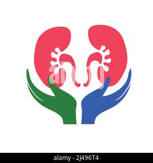 Symbol für das Nierenkrankenlogo auf weißem Hintergrund isoliert Stock Vektor