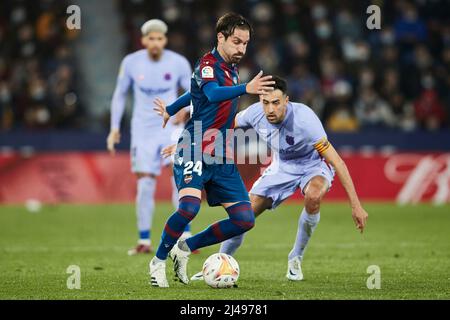 10.. April 2022; Estadio Ciutat de Valencia, Valencia, Spanien; La Liga Santander, Levante UD gegen FC Barcelona; Jose Campana von Levante UD Stockfoto