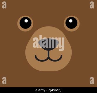 Vektor flache Cartoon Bär Gesicht isoliert auf braunem Hintergrund Stock Vektor