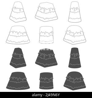 Set mit schwarzen und weißen Illustrationen mit Quark-Ostern mit Glasur. Isolierte Vektorobjekte auf weißem Hintergrund. Stock Vektor