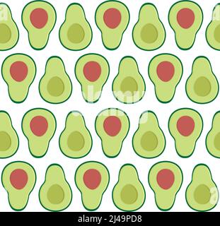 Vektor nahtloses Muster von flachen Avocados isoliert auf weißem Hintergrund Stock Vektor