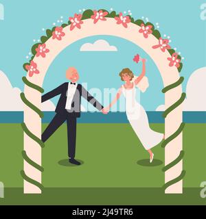 Braut und Bräutigam feiern Stock Vektor