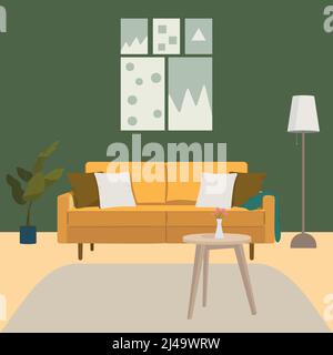 Gemütliches Wohnzimmer. Vektorgrafik flach Stock Vektor