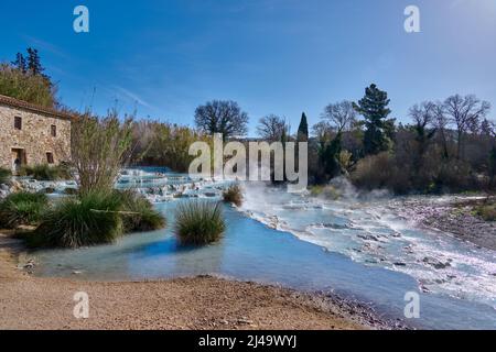 Cascate del Mulino di Saturnia, Toskana, Italien Stockfoto