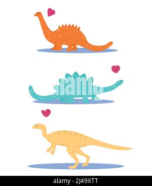 Set von niedlichen Dinosauriern. Flache Vektorgrafik Stock Vektor