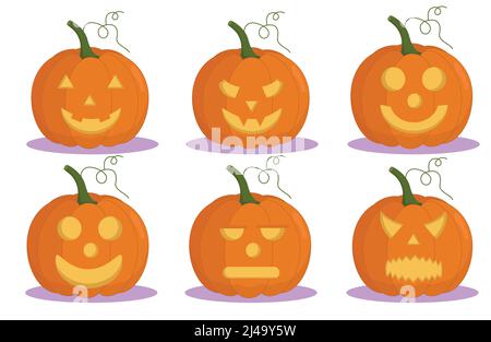 Witziger Kürbis. Halloween. „Trick or Treat Party“: Vektorgrafik „flach“ Stock Vektor