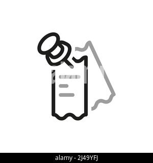 Einfaches Symbol Für Vektorlinie Für Finanzberichte. Finanzdokumente. Prüfungen, die durch den Reißstift verbunden sind. Stock Vektor