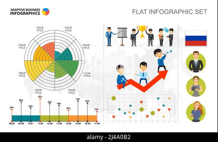 Vorlage für Management-PIE-, Scatter- und Balkendiagramme zur Präsentation. Geschäftsdaten. Abstrakte Elemente des Diagramms, Grafik. Unternehmen, Analyse, Management Stock Vektor