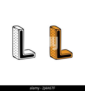 Isometrische Buchstaben l Doodle Vektor-Illustration auf weißem Hintergrund. Buchstaben ClipArt Stock Vektor