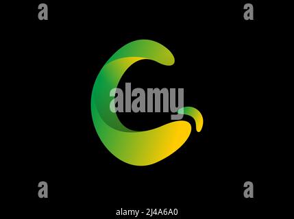 Gelb-grüne Farbverlauf des einzigartigen C-Anfangsbuchstabens Stock Vektor