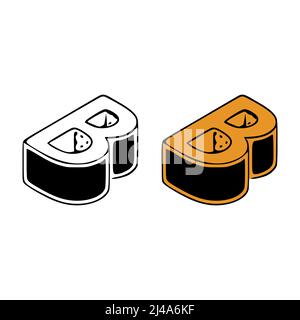 Isometrische Buchstabe b Doodle Vektor-Illustration auf weißem Hintergrund. Buchstaben ClipArt Stock Vektor
