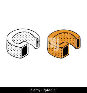 Isometrischer Buchstabe g Doodle Vektorgrafik auf weißem Hintergrund. Buchstaben ClipArt Stock Vektor