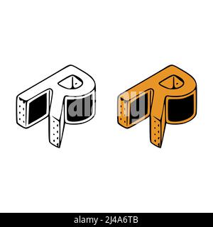 Isometrische Buchstaben r Doodle Vektordarstellung auf weißem Hintergrund. Buchstaben ClipArt Stock Vektor
