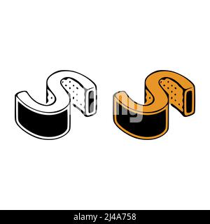 Isometrische Buchstaben s Doodle Vektor-Illustration auf weißem Hintergrund. Buchstaben ClipArt Stock Vektor