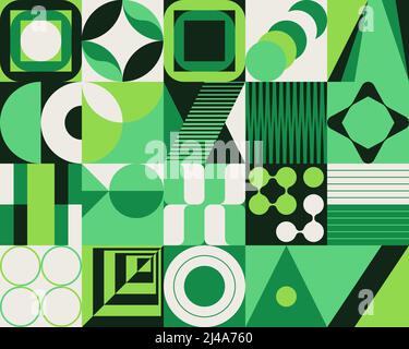 Neo-Geo Vektormuster Grafiken von abstrakter modernistischer Ästhetik inspiriert. Moderne geometrische Collage für Poster, Cover, Kunst, Presentatio Stock Vektor