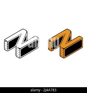 Isometrisches Buchstaben-n-Doodle-Vektor-Bild auf weißem Hintergrund. Buchstaben ClipArt Stock Vektor