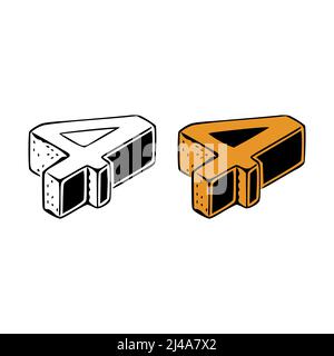 Isometrische Zahl 4 Doodle Vektor-Illustration auf weißem Hintergrund. Anzahl ClipArt Stock Vektor