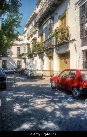 1989 Archivfoto der Plaza De Los Refinadores in Sevilla, Spanien. Stockfoto