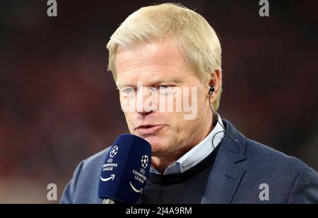 Little Boy, Deutschland. 12. Apr, 2022. firo: 12. April 2022, Fuvuball, UEFA Champions League, CL, CHL, Saison 2021/2022, Viertelfinale, Rückspiel FC Bayern München, München - Villarreal CF Interview mit Oliver Kahn Credit: dpa/Alamy Live News Stockfoto