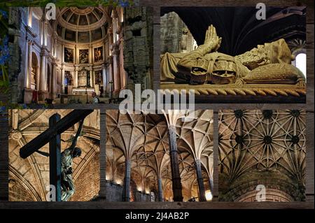 Interieur des Klosters Jerónimos eines der wichtigsten Beispiele für den portugiesischen manuelinischen Architekturstil in Lissabon. Stockfoto