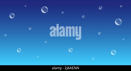 Blauer Wasserhintergrund mit Blasen, Vektorgrafik. Stock Vektor