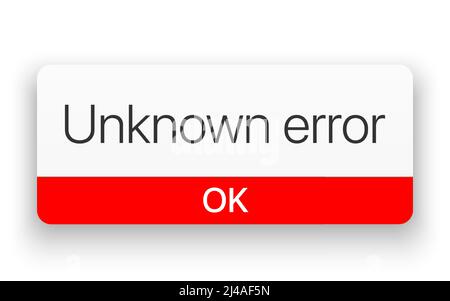 Vektordarstellung für unbekannte Fehlerwarnfenster, isoliert auf weißem Hintergrund. Stock Vektor