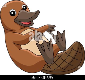 Platypus Tier Cartoon Farbige Cliparte Stock Vektor