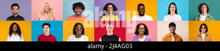 Sammlung von Fotos von multirassischen jungen Menschen Stockfoto