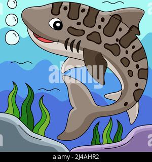 Leopard Shark Farbige Cartoon Illustration Stock Vektor