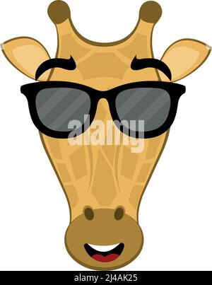 Vektor-Illustration des Gesichts einer Cartoon-Giraffe mit Sonnenbrille Stock Vektor